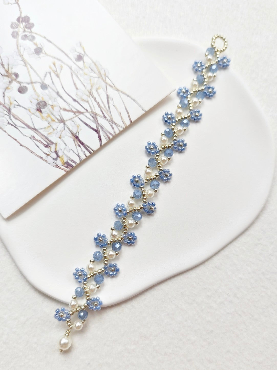 Handmade Blue Coronet Bracelet DIY Kit & Finished