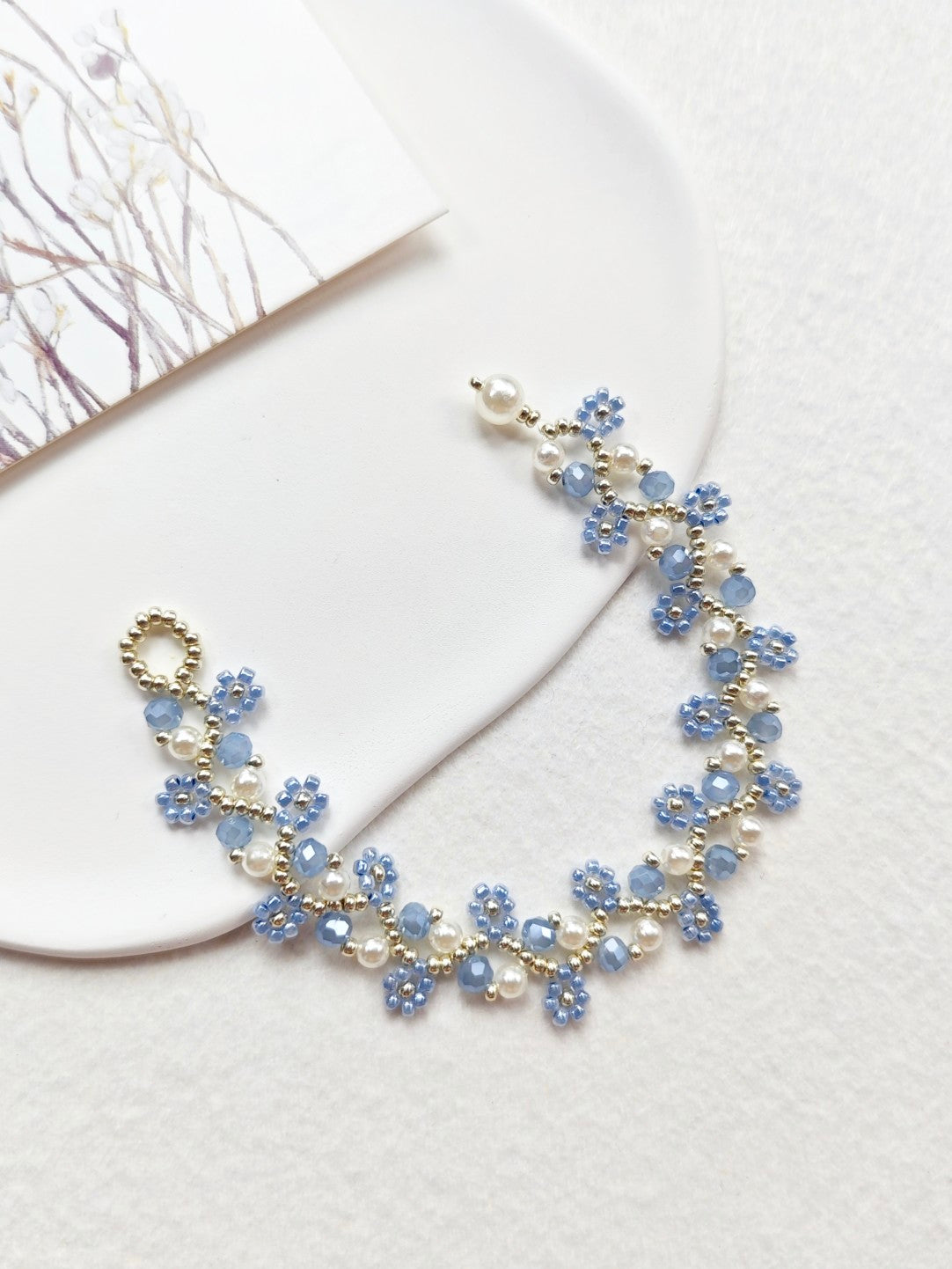 Handmade Blue Coronet Bracelet DIY Kit & Finished