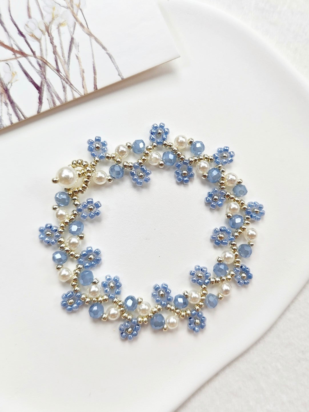 Handmade Blue Coronet Bracelet DIY Kit & Finished