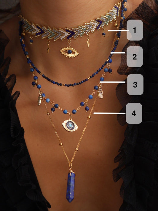 Handmade 2 Lapis lazuli Necklace DIY Kit & Finished